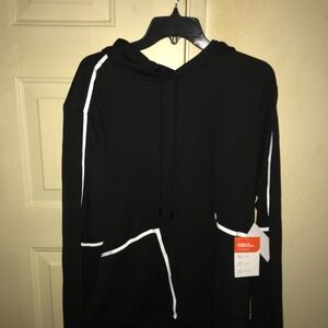 Black and White Lightweight Shirt Jacket with Contrasting Details